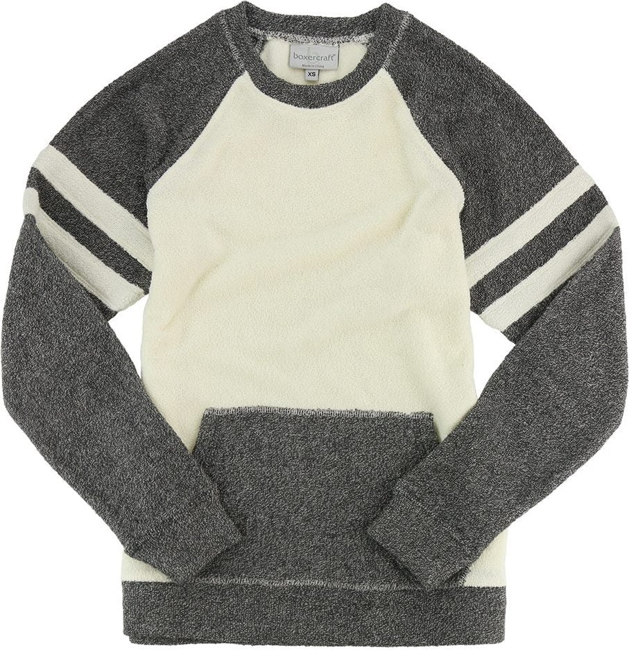 Front View of Grey/ Oatmeal Women's Cozy Contrast Fleece Pullover - L04