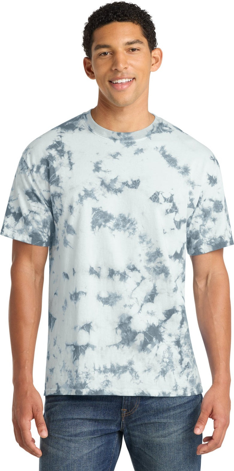 Front View of Grey Port & Co Crystal Tie-Dye Tee PC145