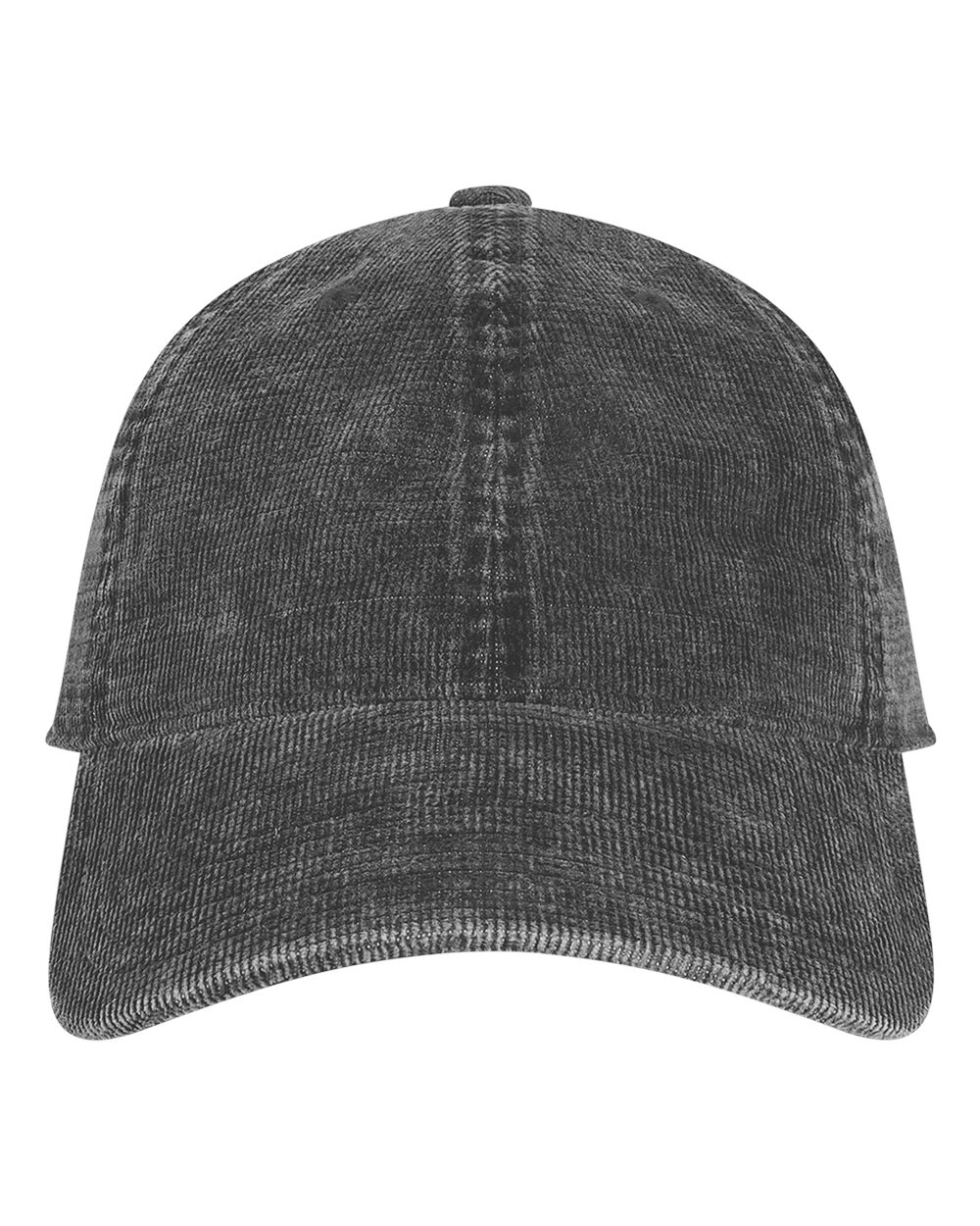 Front View of Grey Salt Wash Corduroy Cap - SALT