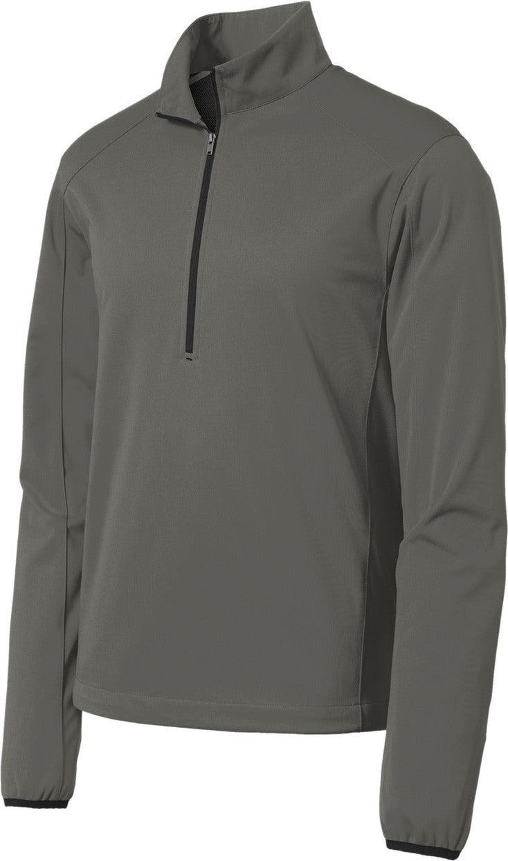 Front View of Grey Steel Port Authority Active 1/2-Zip Soft Shell Jacket. J716