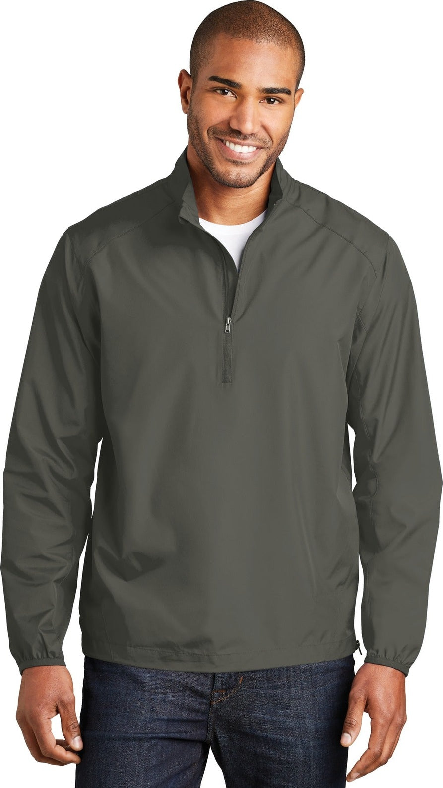 Front View of Grey Steel Port Authority Zephyr 1/2-Zip Pullover. J343