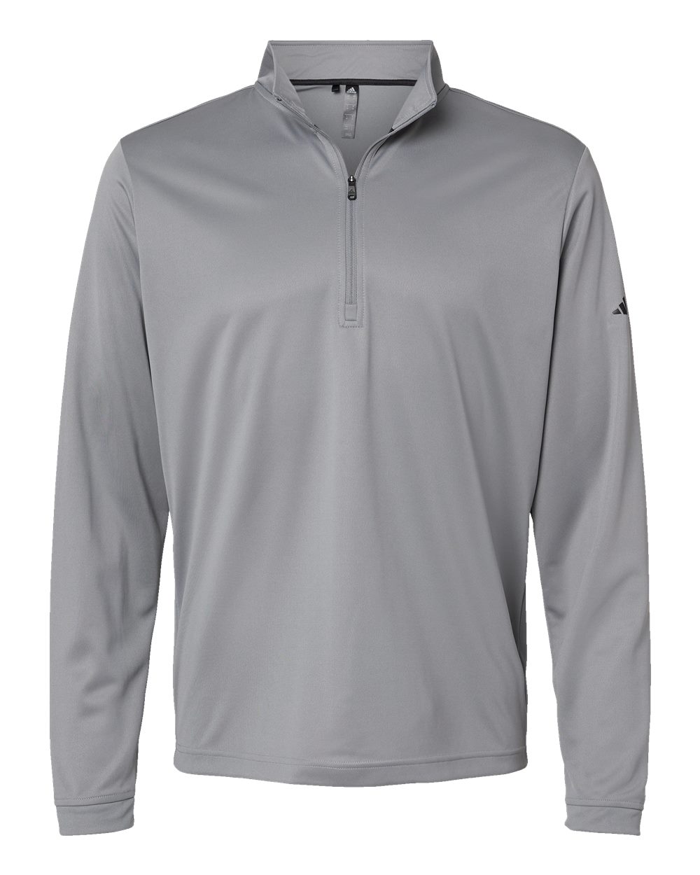 Front View of Grey Three Lightweight Quarter-Zip Pullover - A401