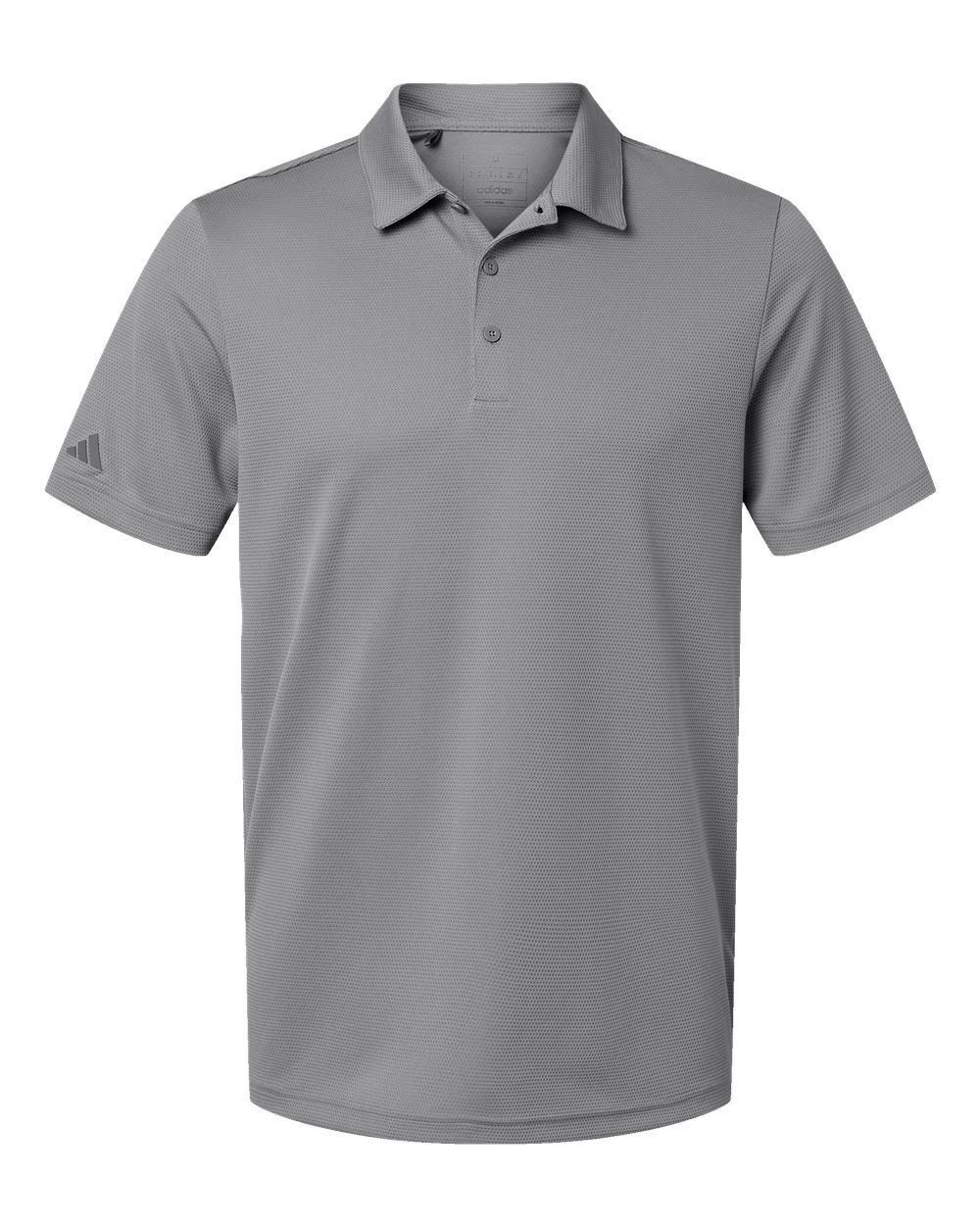 Front View of Grey Three Micro Pique Polo - A580