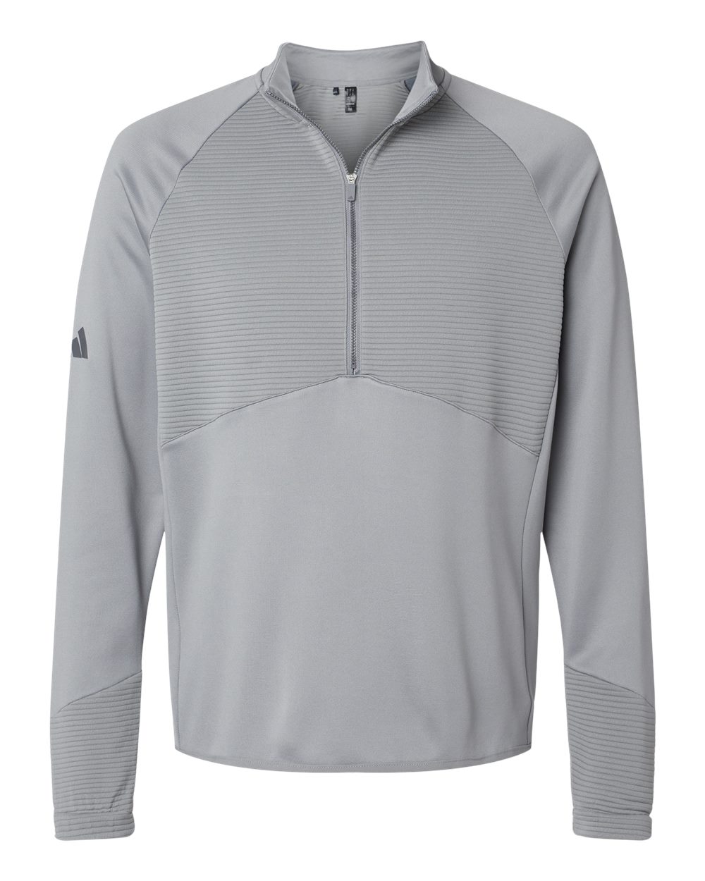 Front View of Grey Three Quarter-Zip Pullover - A587