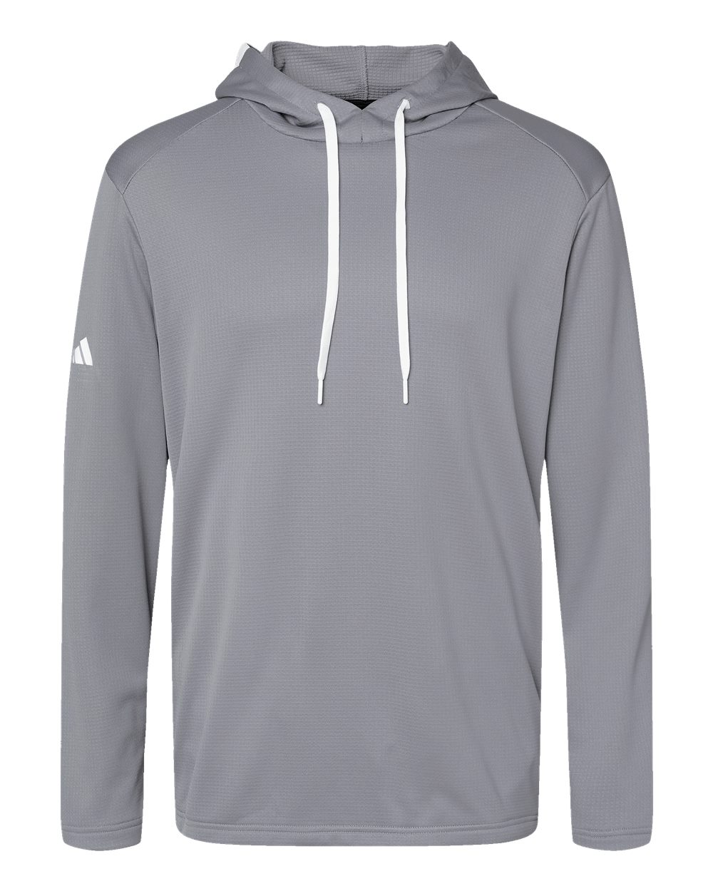 Front View of Grey Three Textured Mixed Media Hooded Sweatshirt - A530
