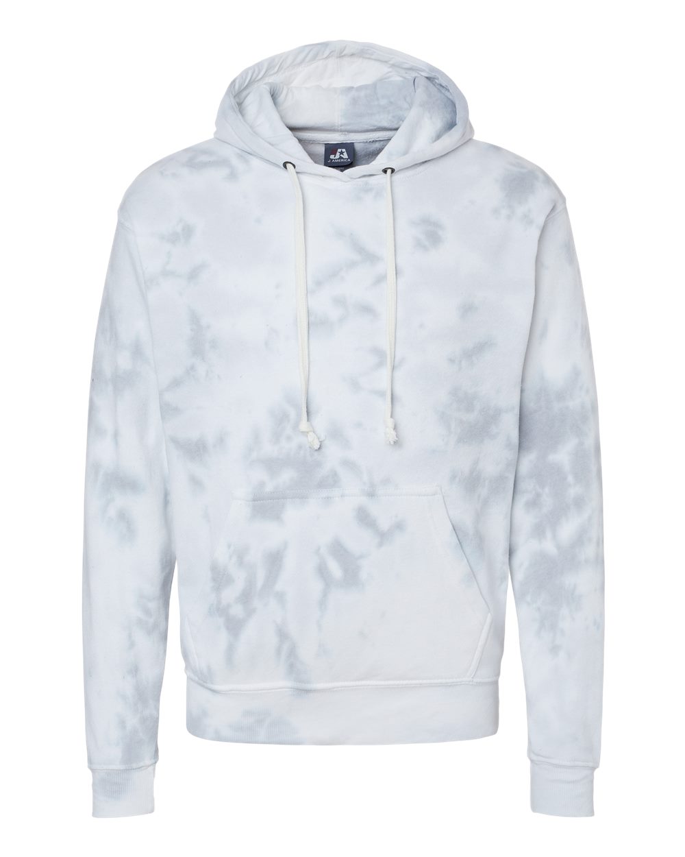 Front View of Grey Tie Dye Tie-Dyed Fleece Hooded Sweatshirt - 8861
