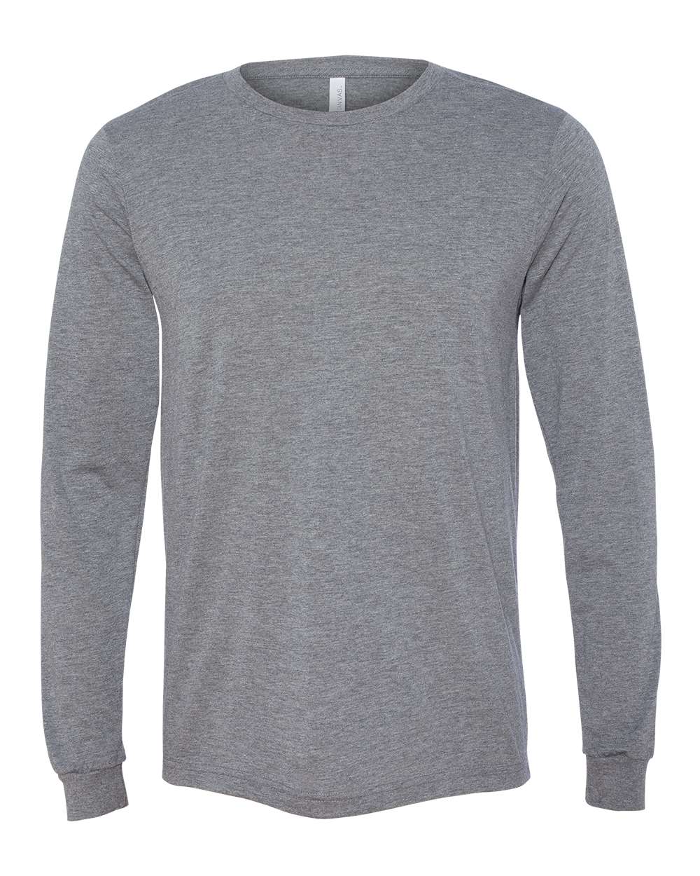 Front View of Grey Triblend Triblend Long Sleeve Tee - 3513