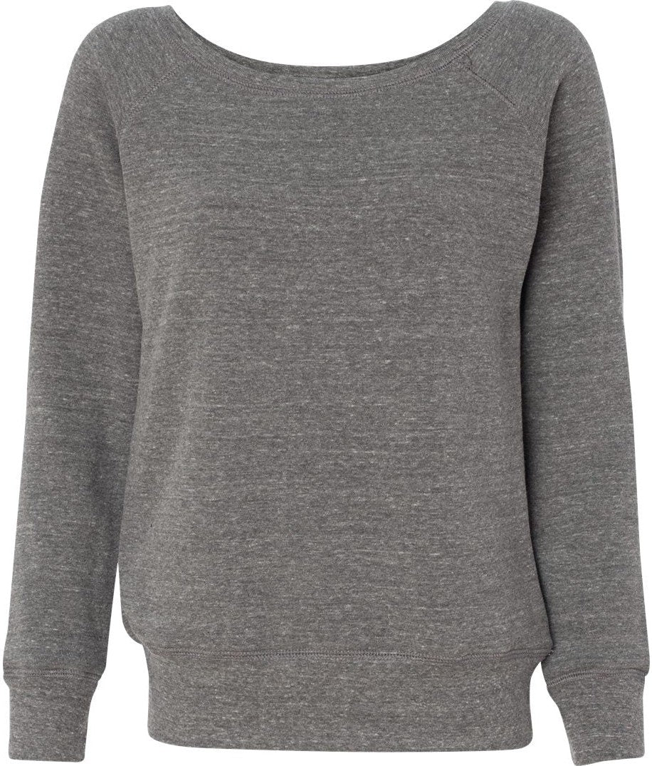 Front View of Grey Triblend Women’s Sponge Fleece Wide Neck Sweatshirt - 7501