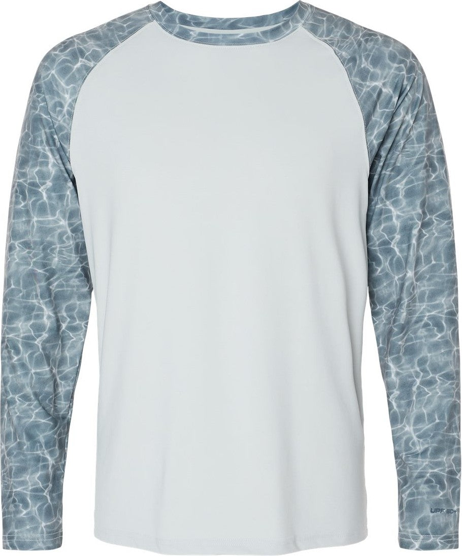 Front View of Grey Water Panama Colorblocked Long Sleeve T-Shirt - 231