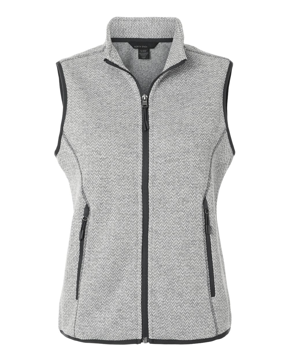Front View of Grey/ White Women's Jasper Jacquard Fleece Vest - NE731W