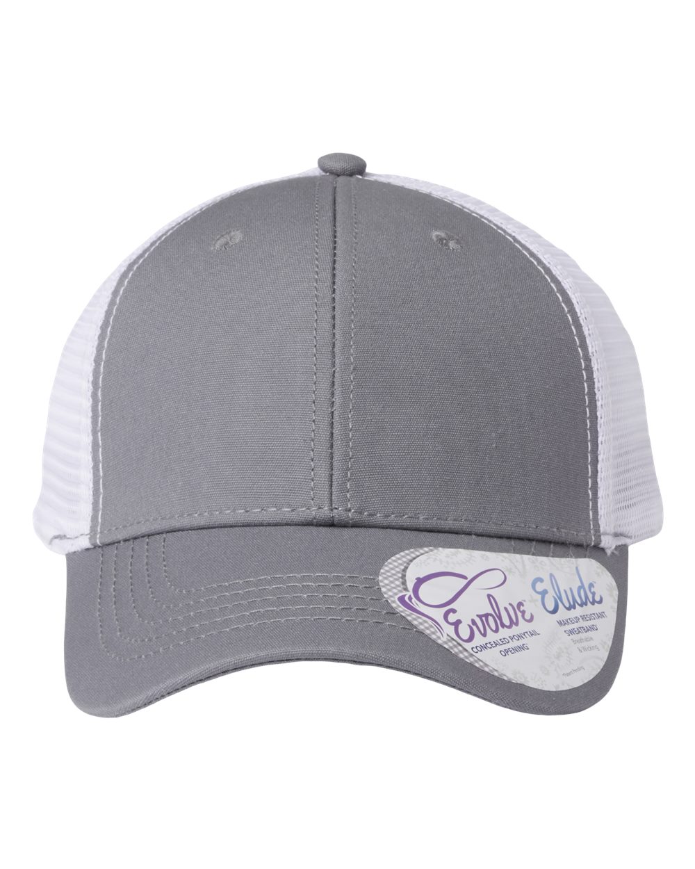 Front View of Grey/ White Women's Modern Trucker Cap - CHARLIE