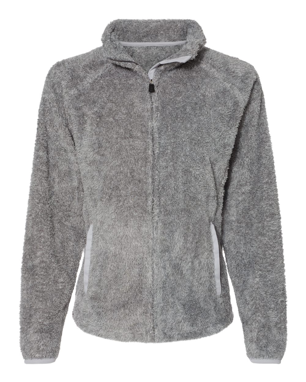 Front View of Grey Women's Boundary Shag Frosty Sherpa Full-Zip - 8463