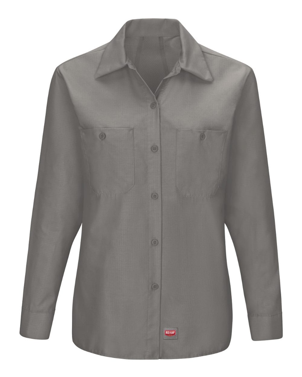 Front View of Grey Women's Long Sleeve Mimix Work Shirt - SX11