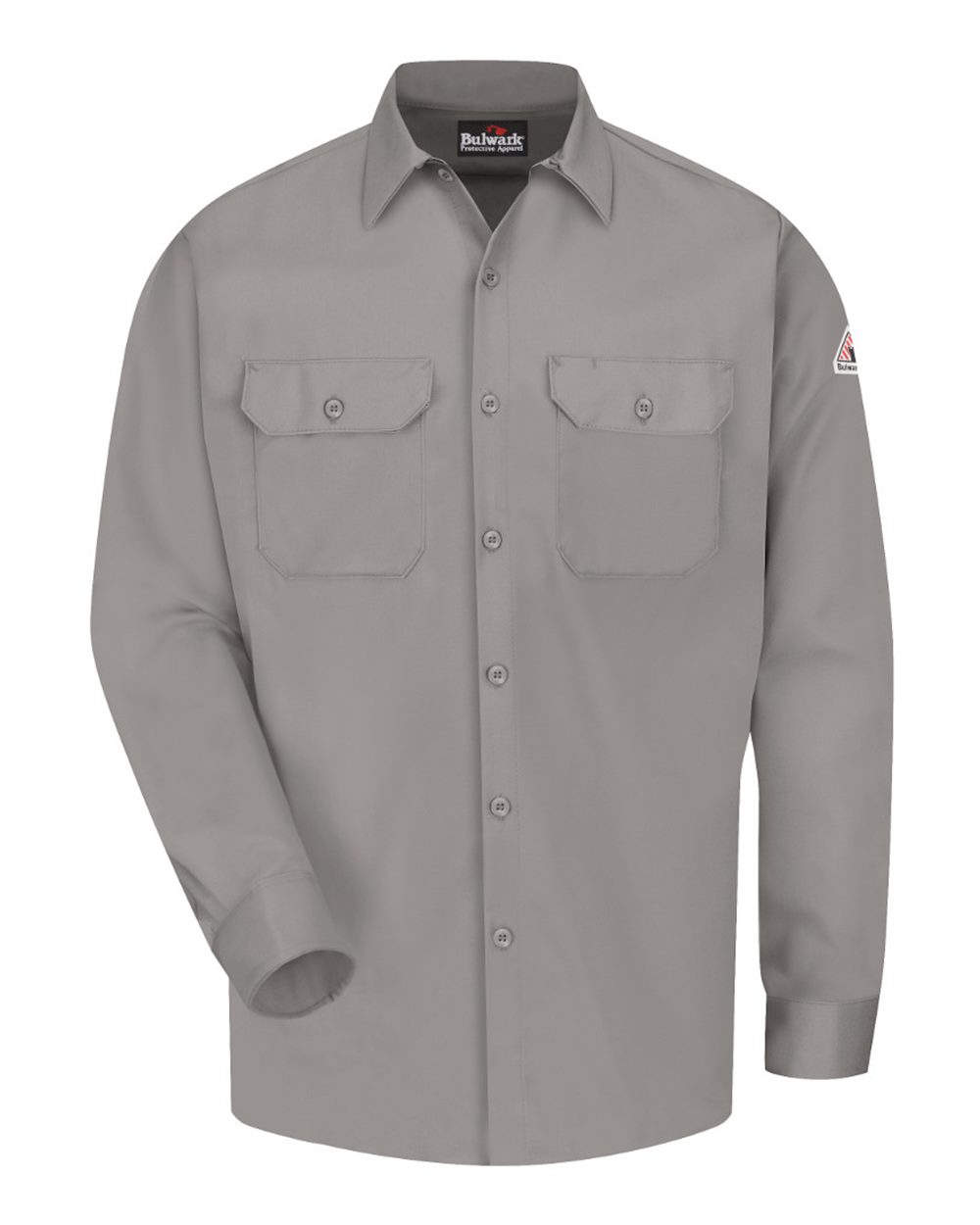Front View of Grey Work Shirt - EXCEL FR® ComforTouch - Tall Sizes - SLW2T plain