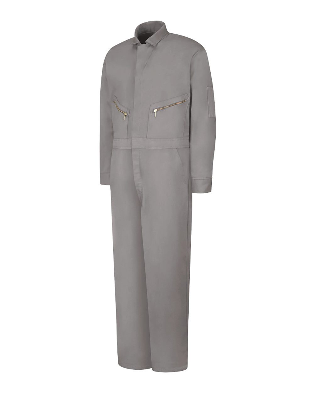 Front View of Grey Zip-Front Cotton Coverall - CC18