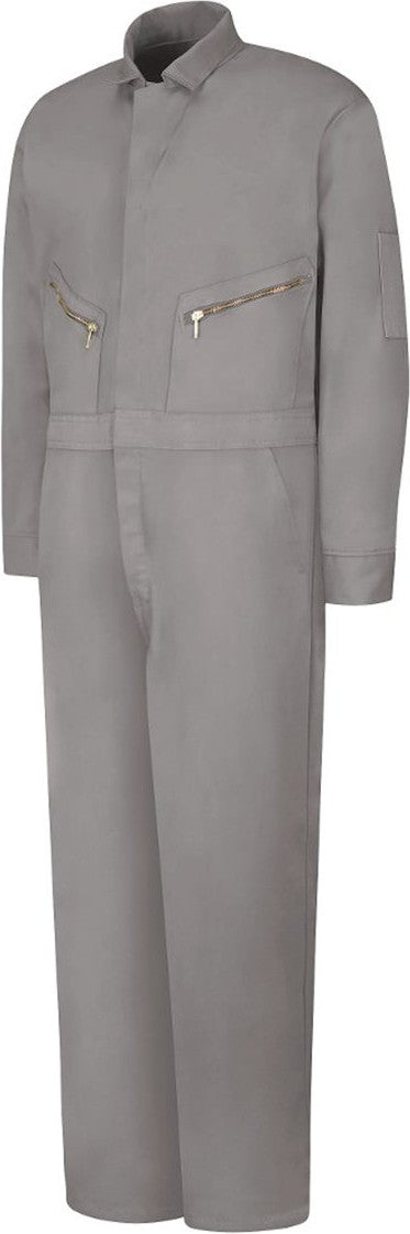 Front View of Grey Zip-Front Cotton Coverall - CC18
