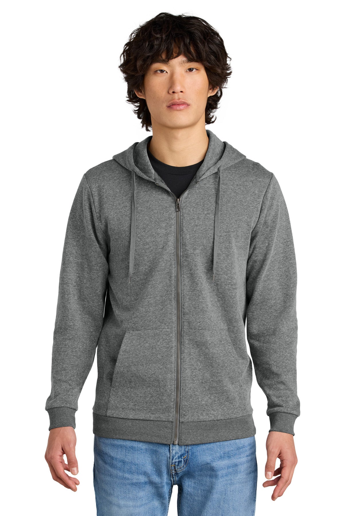 Front View of GreyFrost District Perfect Tri Fleece Full-Zip Hoodie DT1302