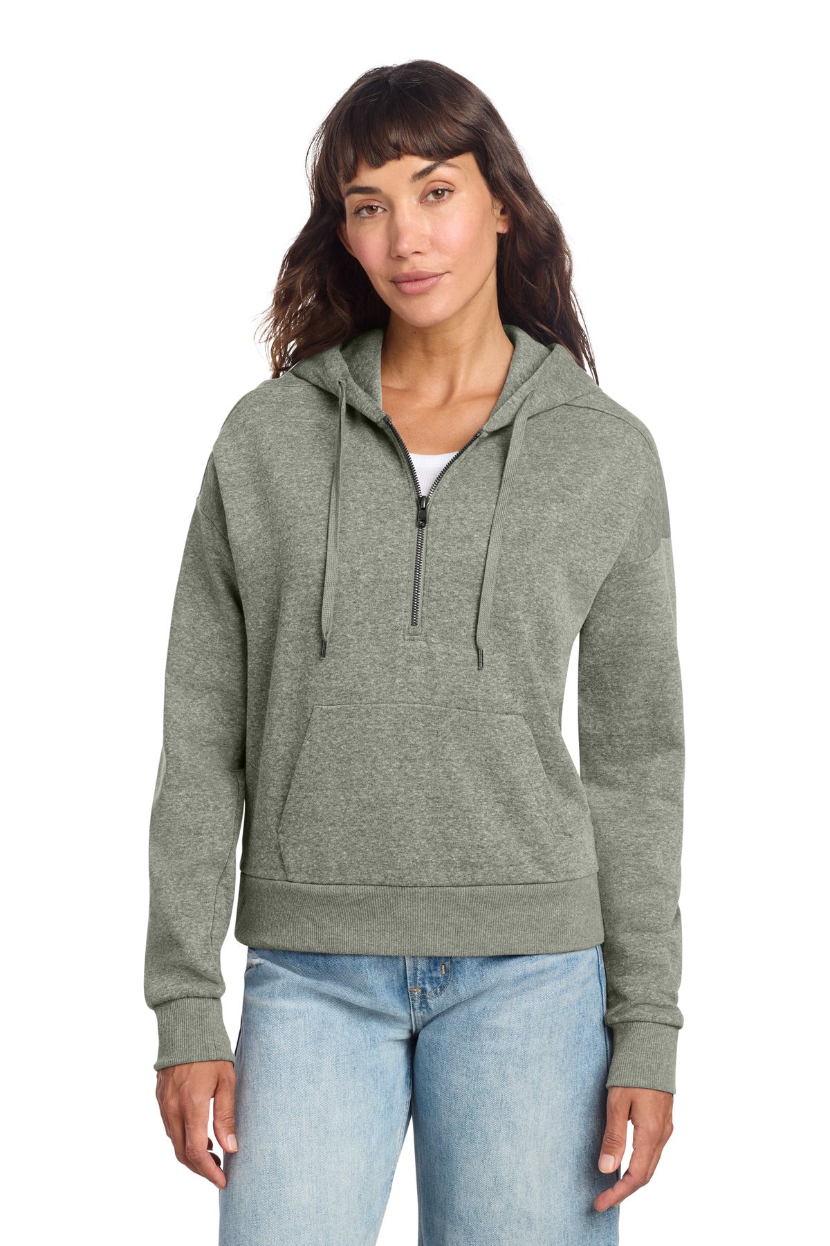 Front View of GreyFrost District Women's Perfect Tri Fleece 1/2-Zip Pullover DT1311