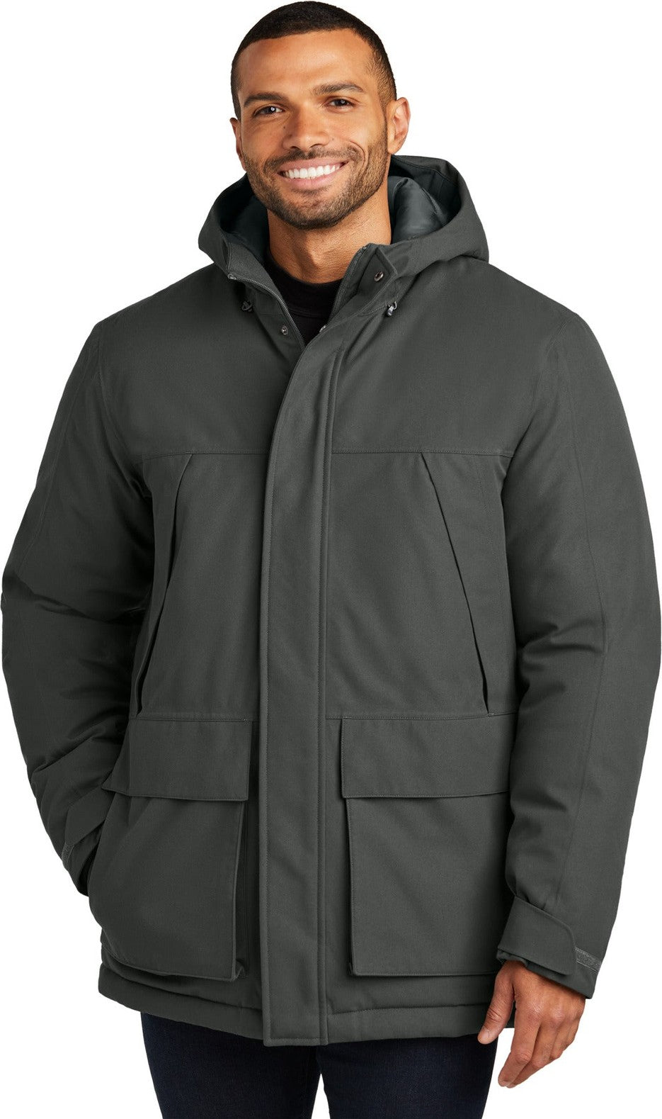 Front View of GreySmoke Port Authority Latitude Waterproof Heavyweight Parka J363
