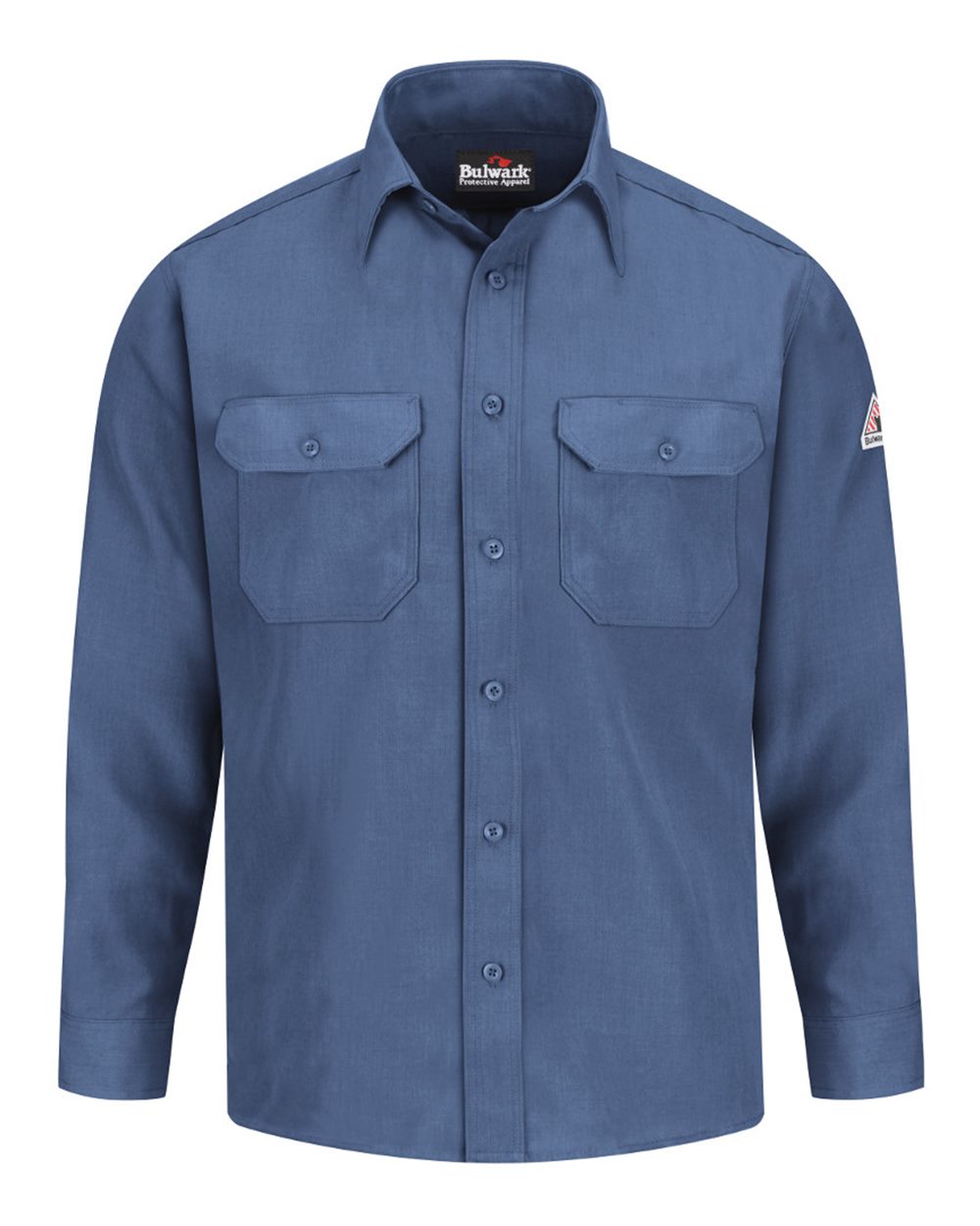 Front View of Gulf Blue Uniform Shirt Nomex® IIIA - Tall Sizes - SND2T