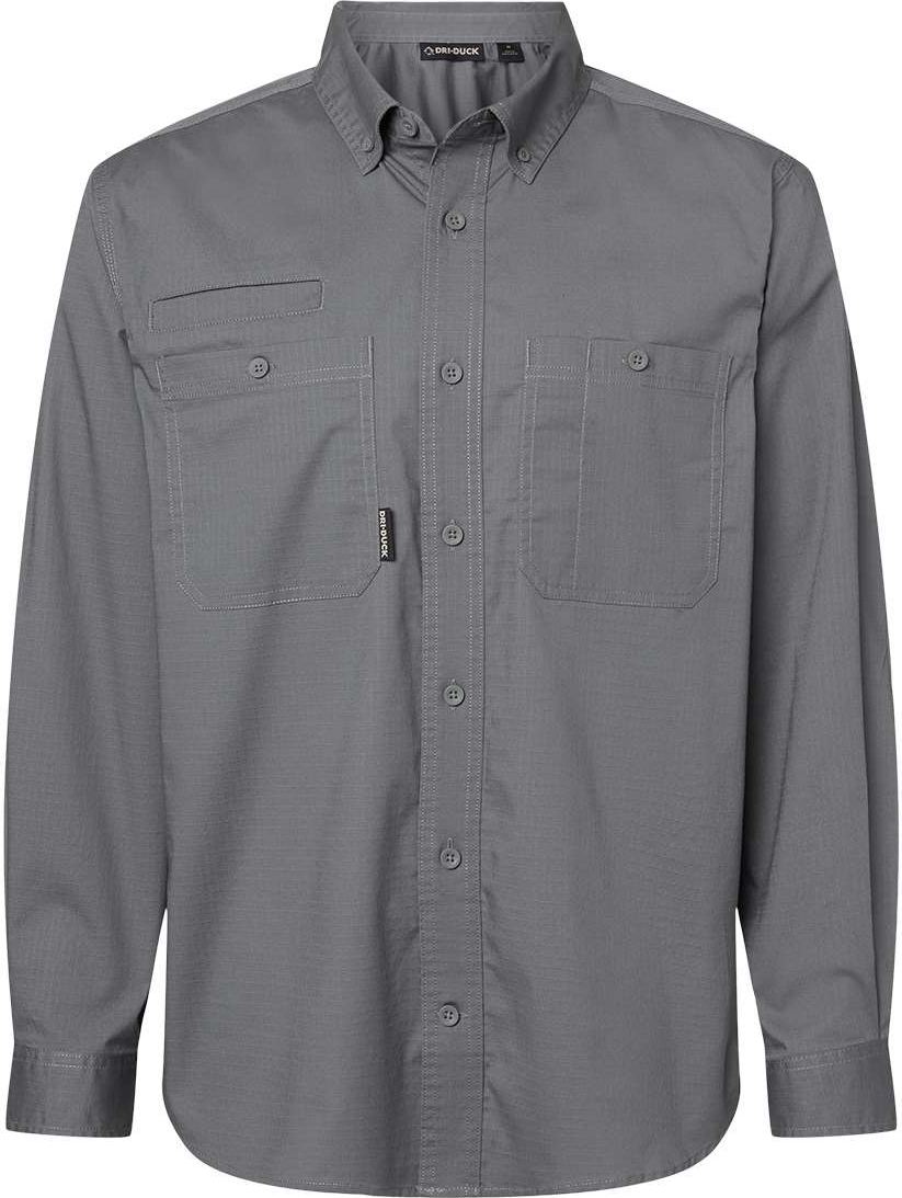 Front View of Gunmetal Craftsman Woven Shirt - 4450T