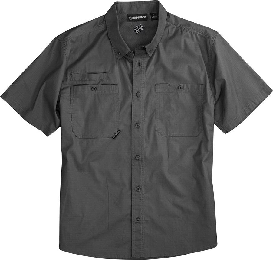 Front View of Gunmetal Craftsman Woven Short Sleeve Shirt - 4451