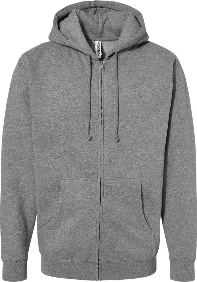 Front View of Gunmetal Heather Heavyweight Full-Zip Hooded Sweatshirt - IND4000Z