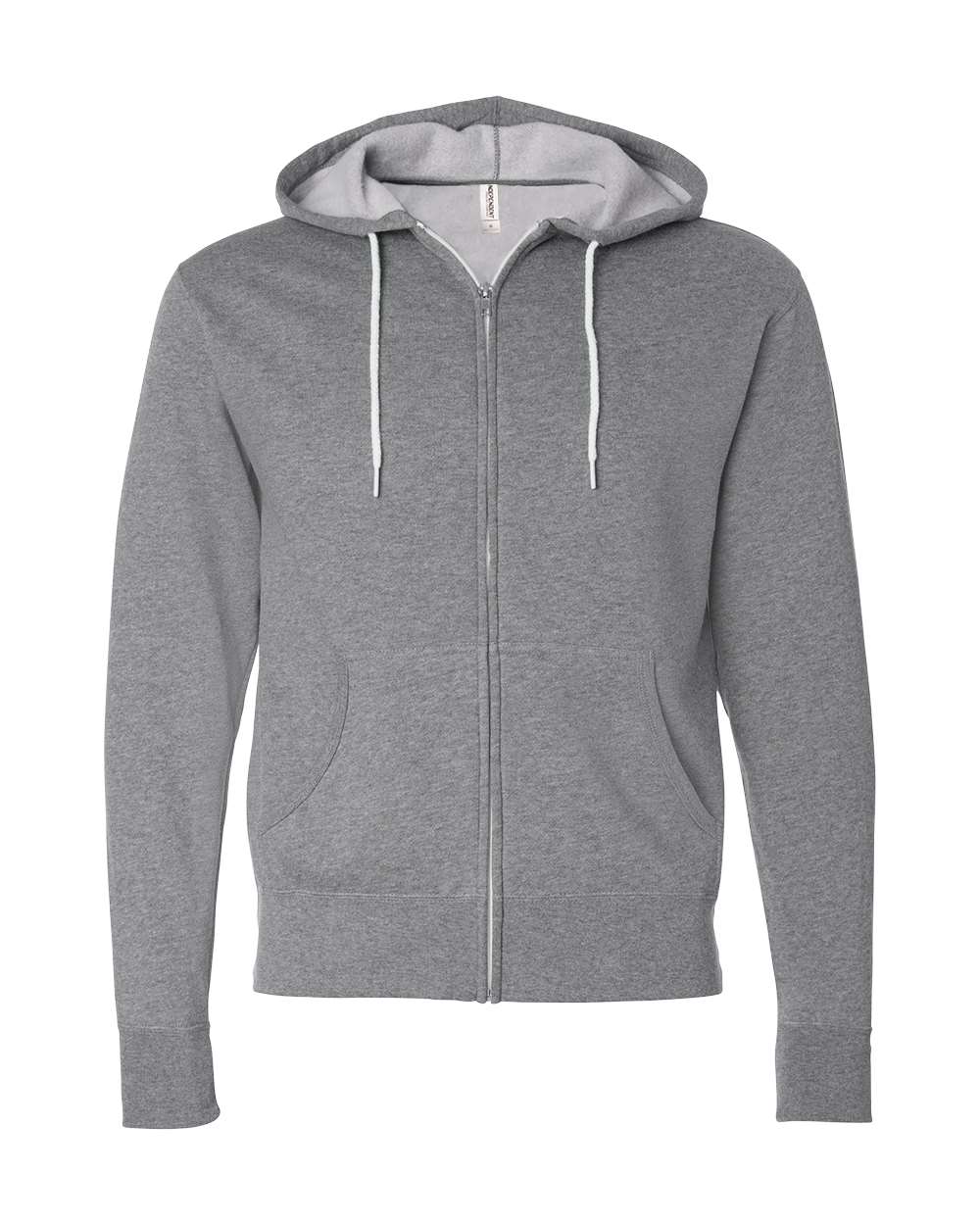 Front View of Gunmetal Heather Lightweight Full-Zip Hooded Sweatshirt - AFX90UNZ