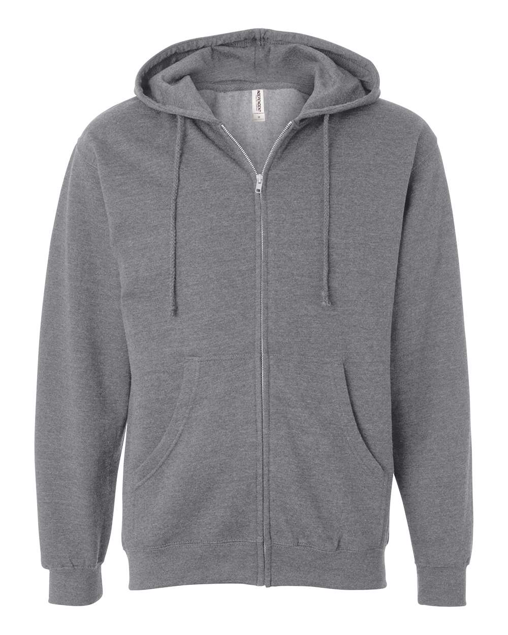 Front View of Gunmetal Heather Midweight Full-Zip Hooded Sweatshirt - SS4500Z