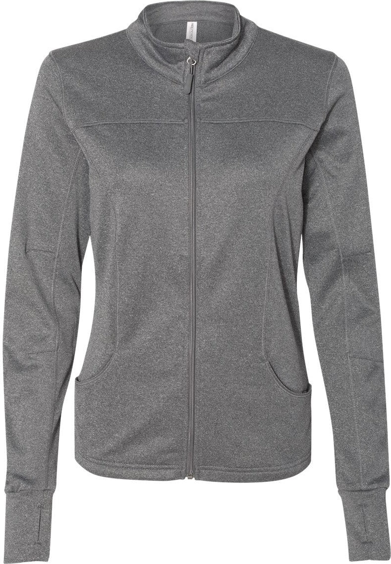 Front View of Gunmetal Heather Women's Poly-Tech Full-Zip Track Jacket - EXP60PAZ