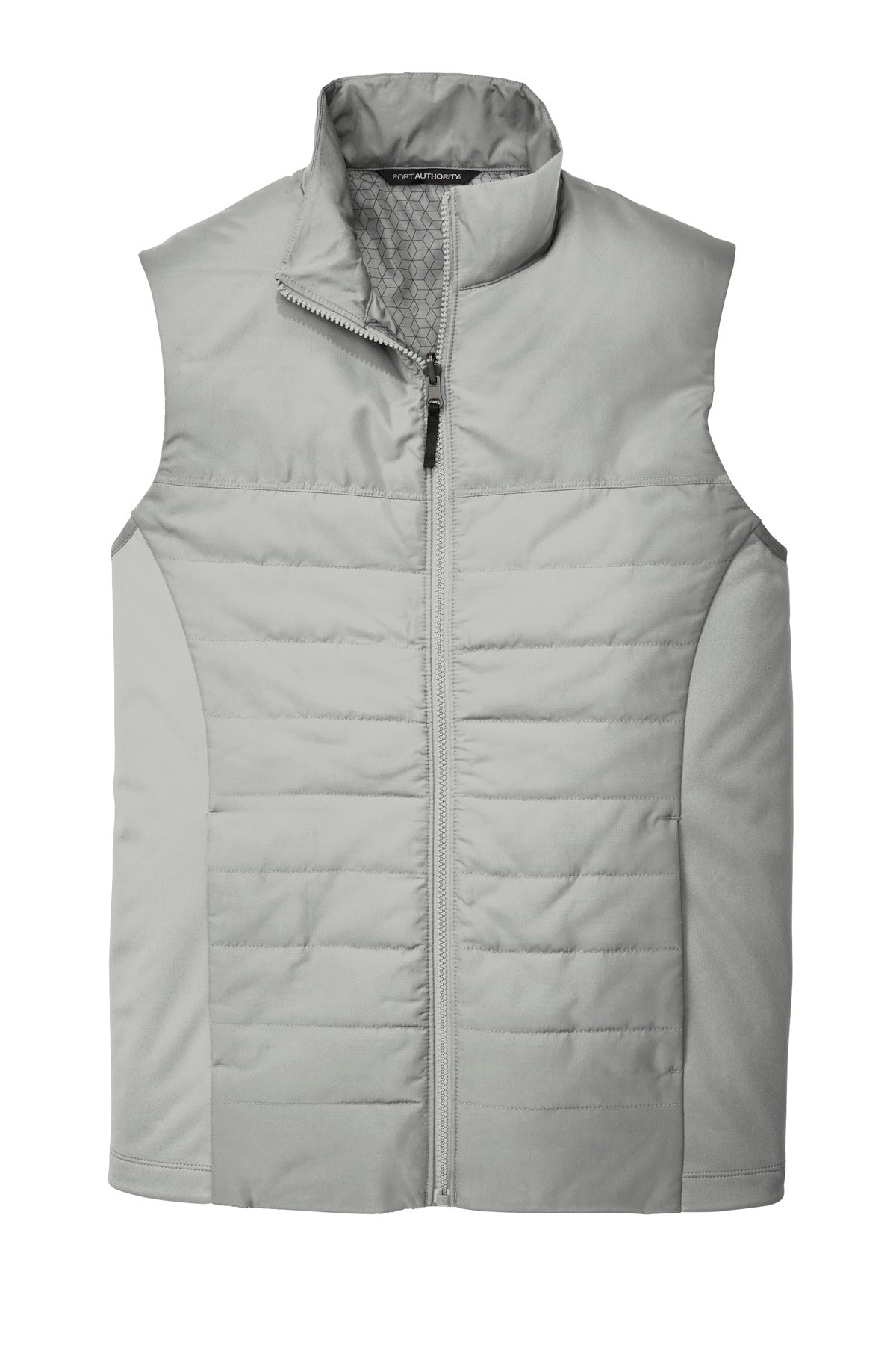 Front View of Gusty Grey Port Authority Collective Insulated Vest. J903