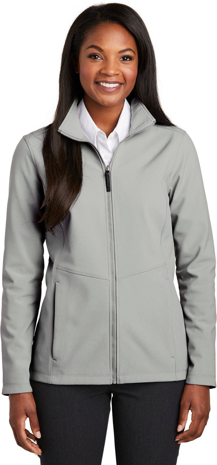Front View of Gusty Grey Port Authority Women's Collective Soft Shell Jacket. L901