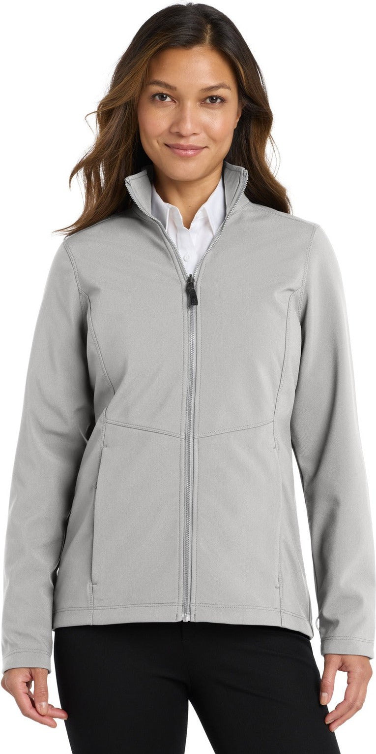 Front View of Gusty Grey Port Authority Women's Collective Soft Shell Jacket. L901