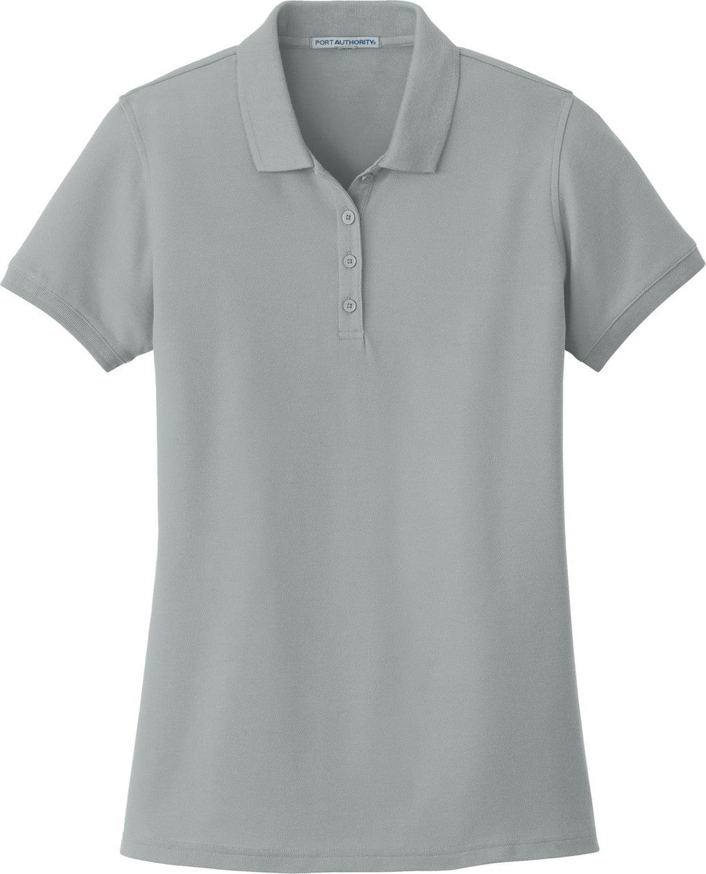 Front View of Gusty Grey Port Authority Women's Core Classic Pique Polo. L100