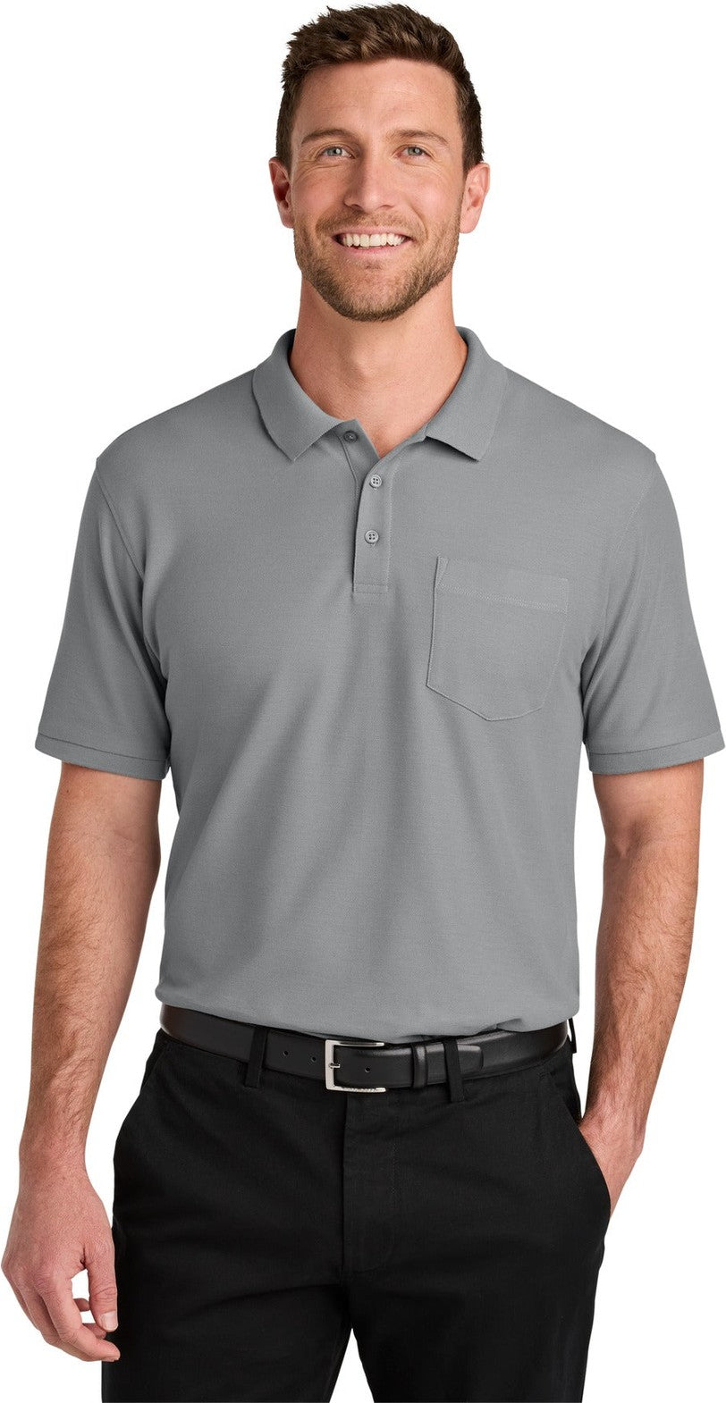 Front View of GustyGrey Port Authority Tall Wearever Signature Pique Pocket Polo TLK200P