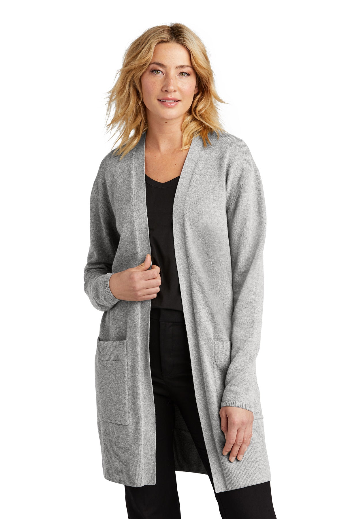 Front View of GustyGyHtr Mercer+Mettle Women's Open-Front Cardigan Sweater MM3023