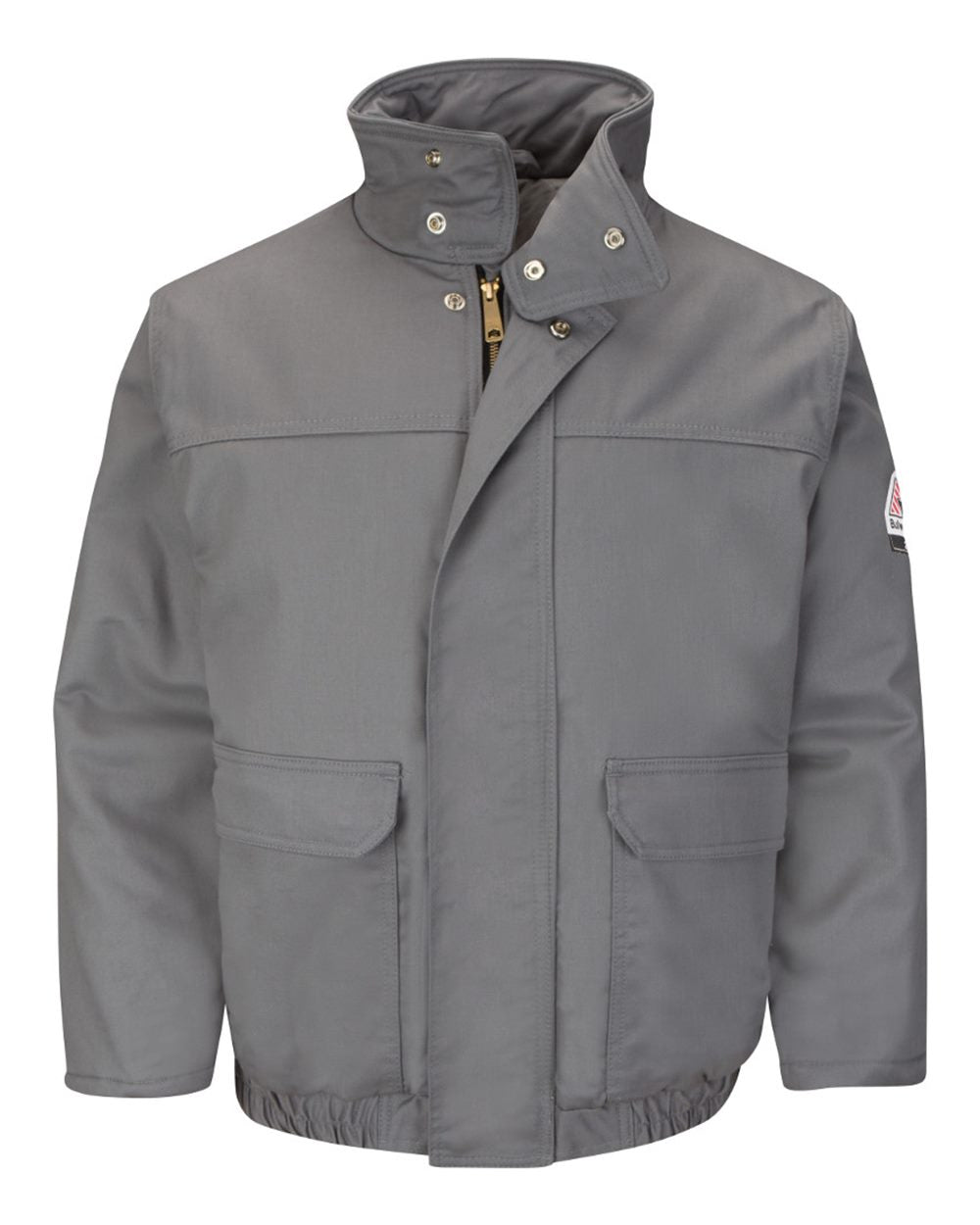 Front View of GY-Grey Insulated Bomber Jacket - JLR8