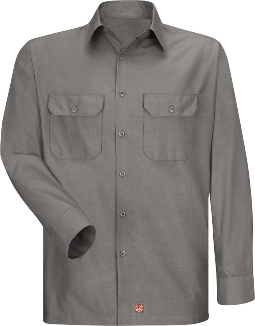 Front View of GY-Grey Ripstop Long Sleeve Shirt - Tall Sizes - SY50T