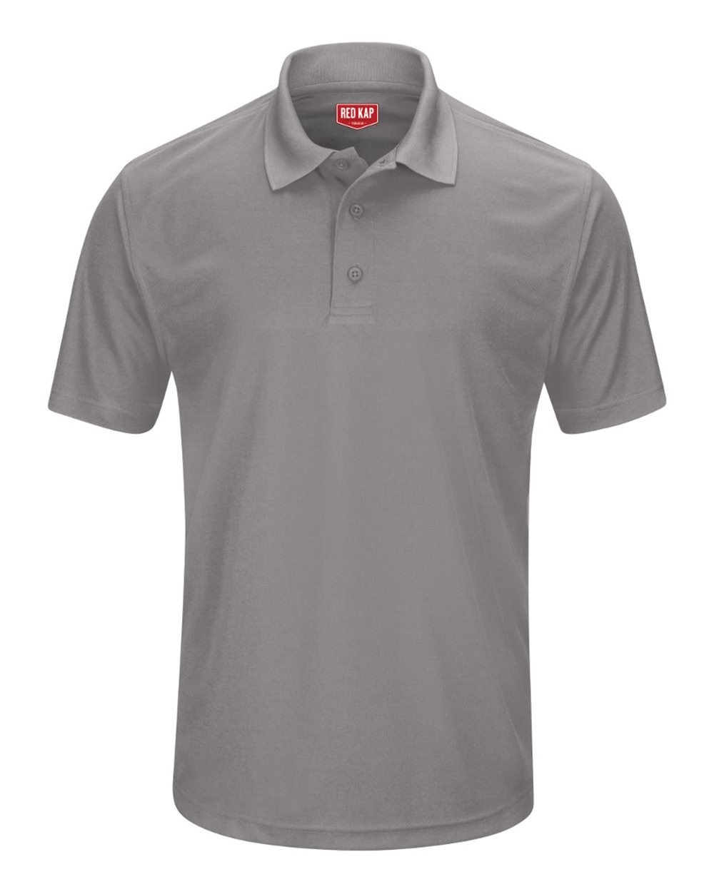 Front View of GY-Grey Short Sleeve Performance Knit Pocketless Core Polo - SK96