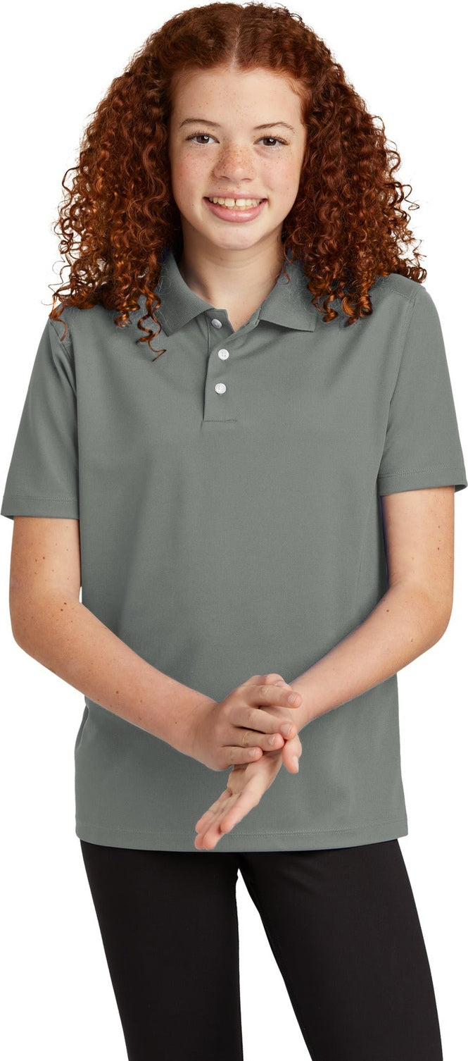 Front View of GyConcrete Sport-Tek Youth UV Micropique Polo YST740