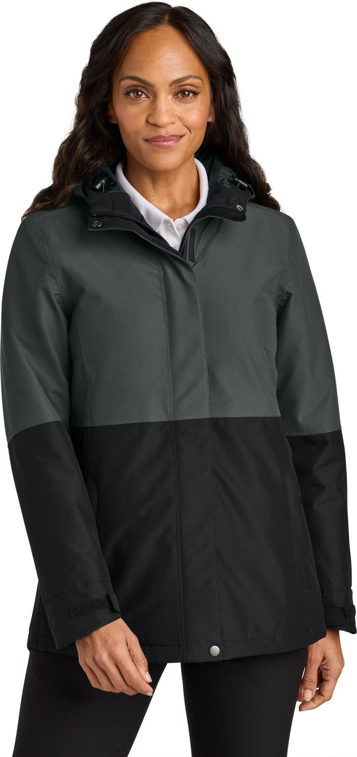 Front View of GySt/DpBlk Port Authority Women's Insulated Heavy Ripstop Jacket L721