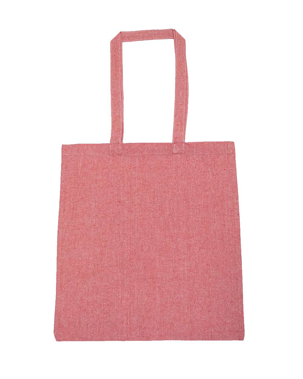 Front View of Happy Heather Red Lightweight Recycled Canvas Tote Bag with Extended Handle - 8505R