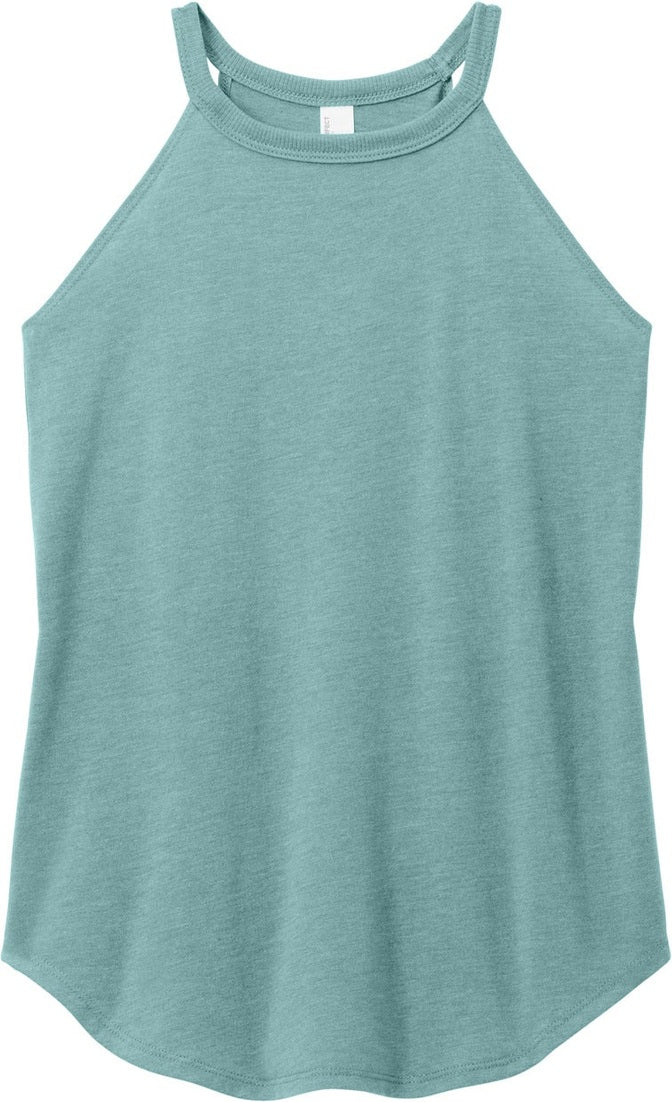 Front View of HdEuclpsBl District Women's Perfect Tri Rocker Tank. DT137L