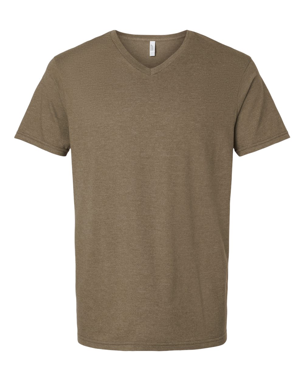 Front View of Heather Army CVC V-Neck Tee - 2006CVC