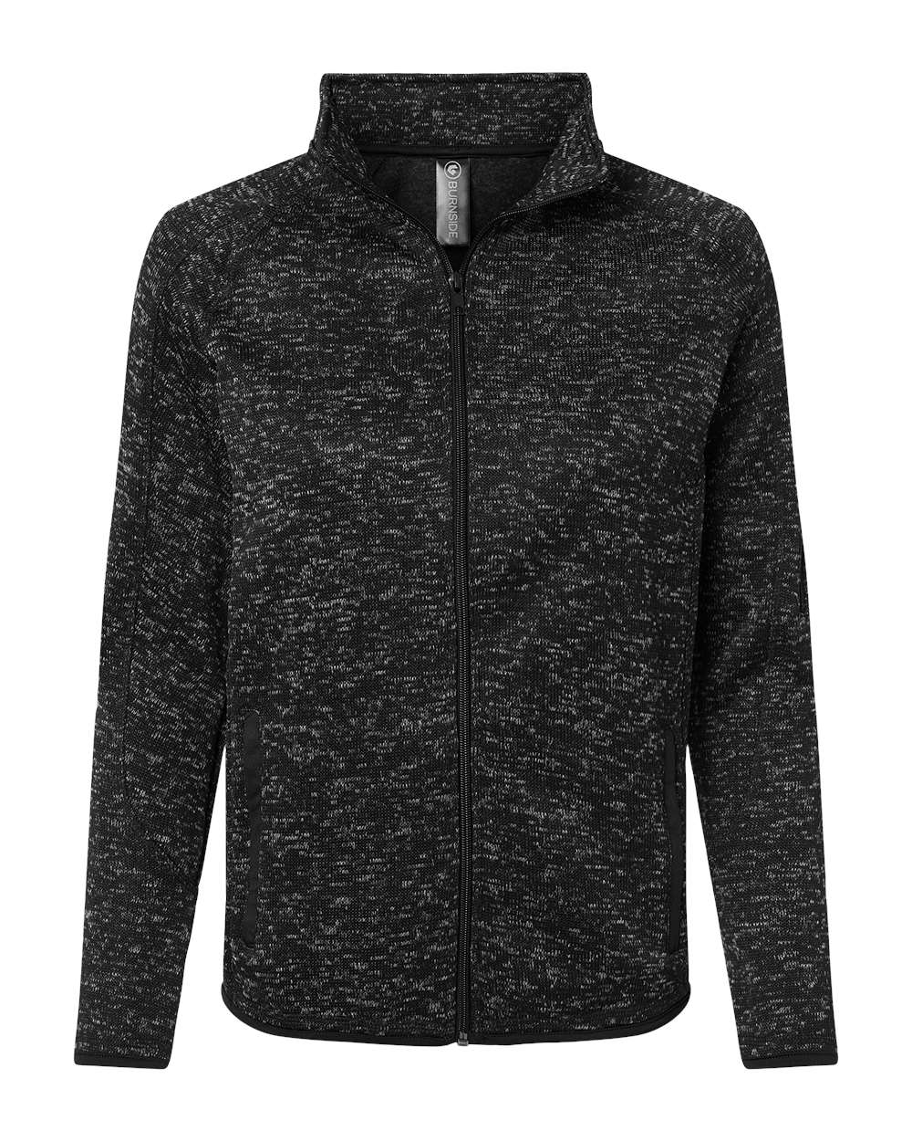 Front View of Heather Black Women&#39;s Sweater Knit Jacket - 5901