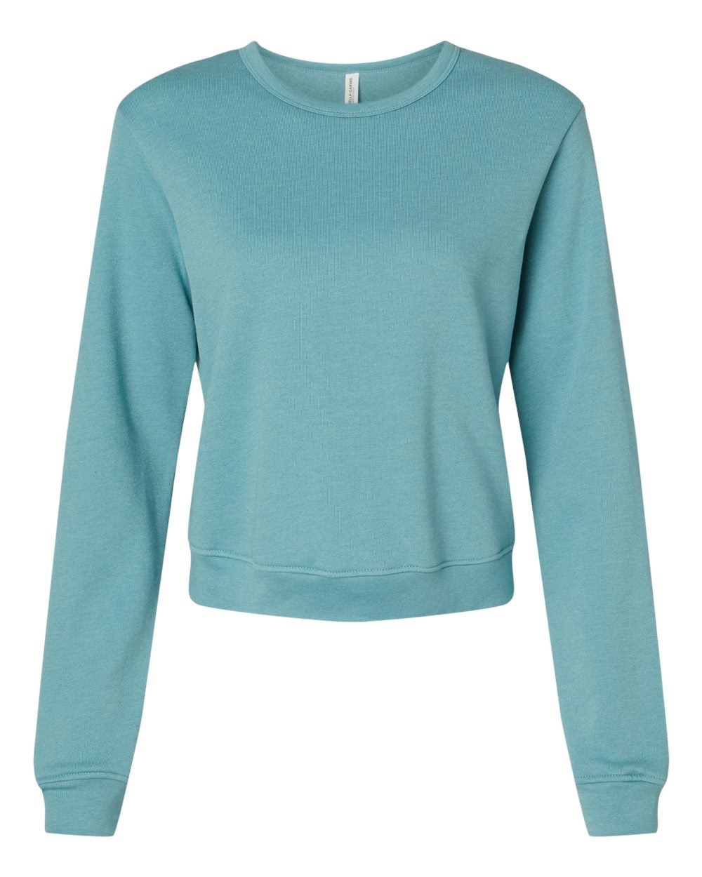 Front View of Heather Blue Lagoon Women's Sponge Fleece Classic Crewneck Sweatshirt - 7511