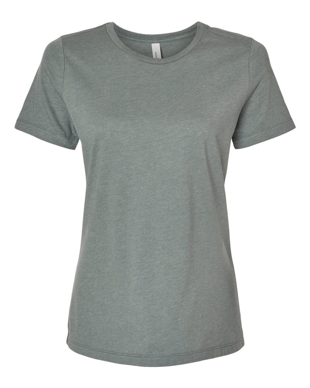 Front View of Heather Blue Storm Women’s Relaxed Fit Heather CVC Tee - 6400CVC