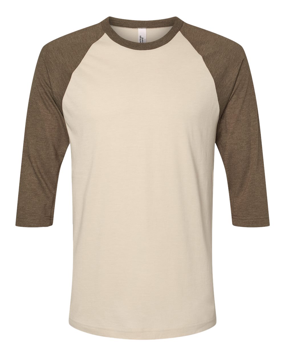 Front View of Heather Bone/ Heather Army CVC Three-Quarter Sleeve Tee - 2003CVC