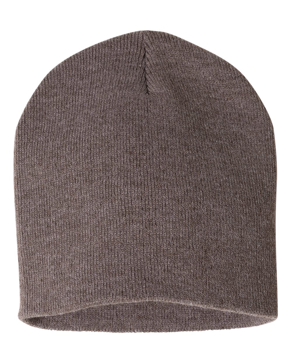 Front View of Heather Brown 8" Beanie - SP08