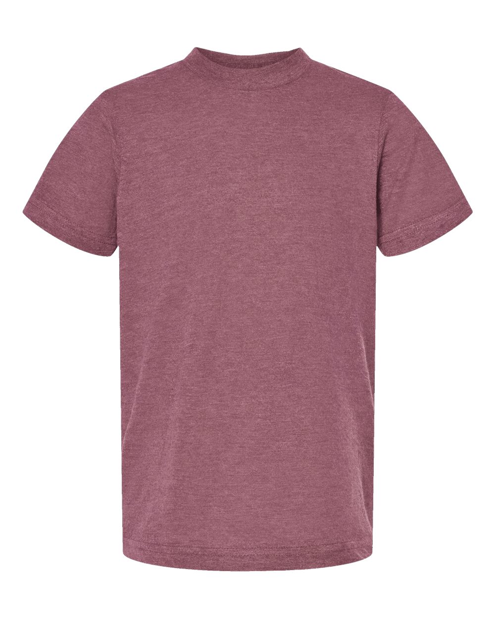 Front View of Heather Cassis Youth Fine Jersey T-Shirt - 235